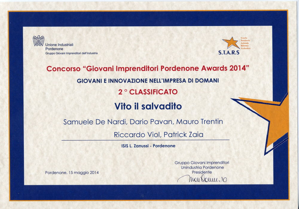 Diploma premiazione Concorso STARS 2014